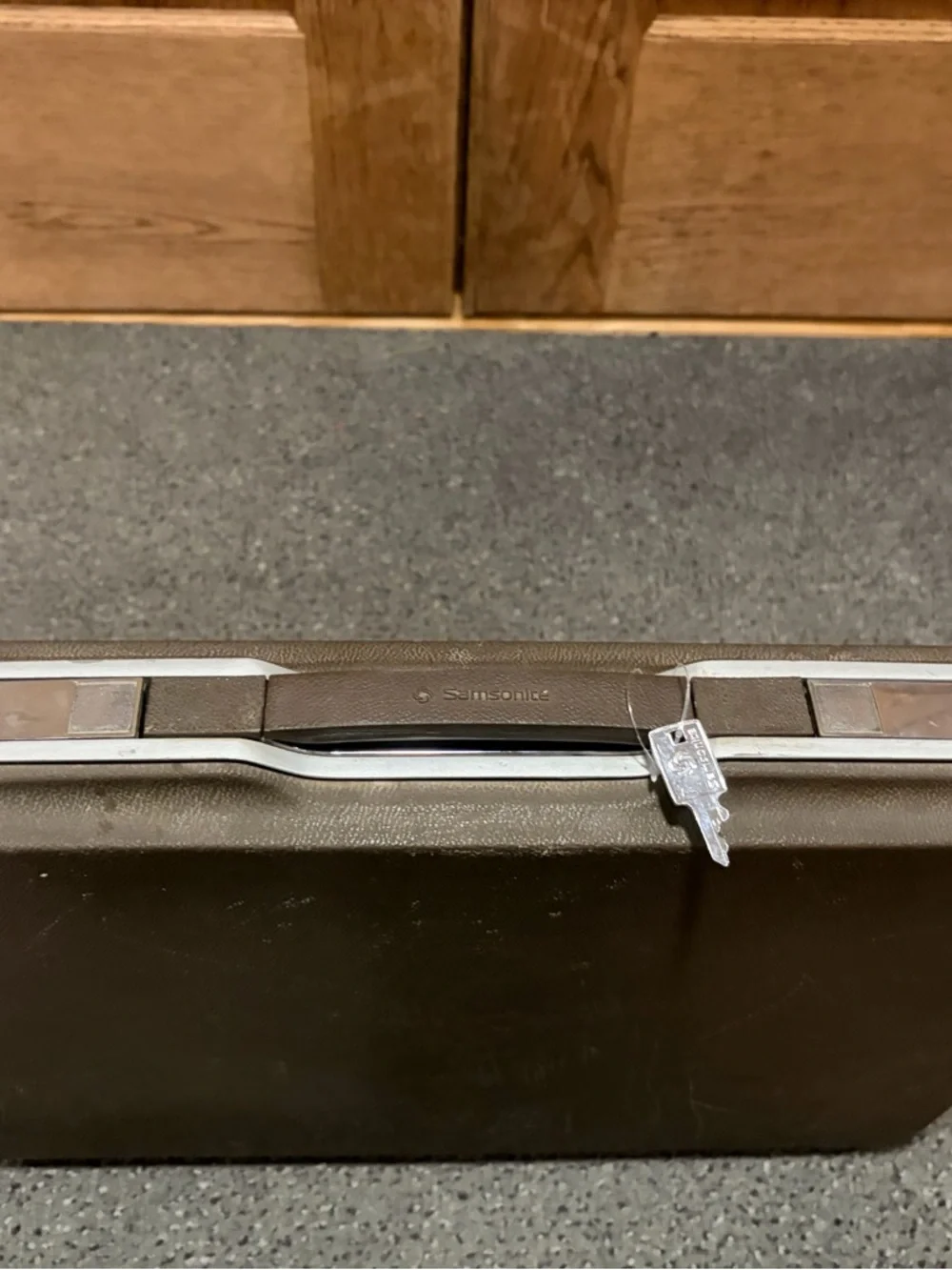 Brown & Silver Hard-Sided Briefcase with Brown Interior
